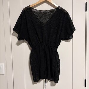 Lace Semi-Sheer Black Beach Cover-Up / Swimwear Top | One Size / Light & Breezy